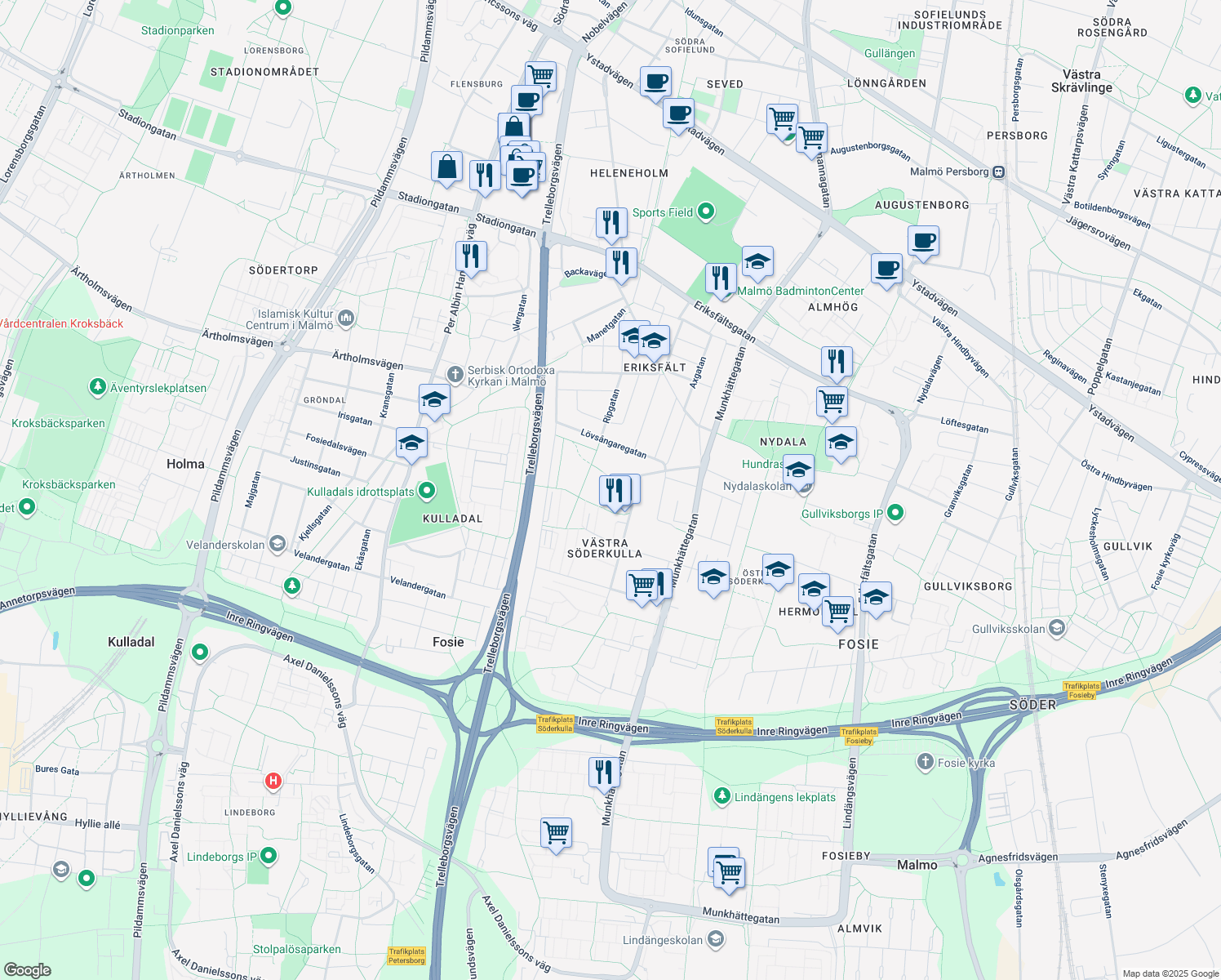 map of restaurants, bars, coffee shops, grocery stores, and more near in 