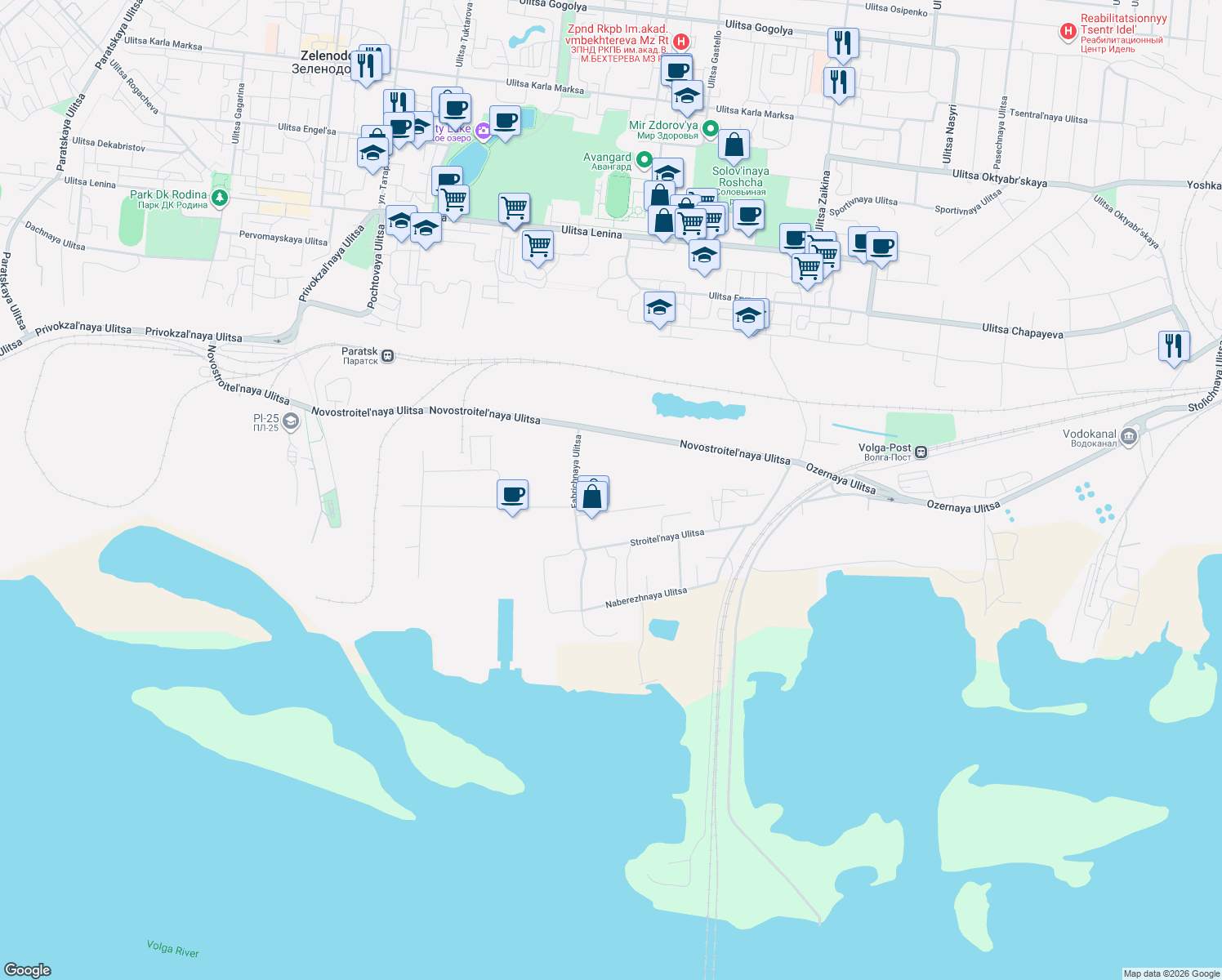 map of restaurants, bars, coffee shops, grocery stores, and more near in Zelenodolsky District
