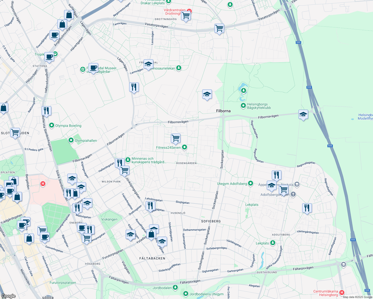 map of restaurants, bars, coffee shops, grocery stores, and more near in 