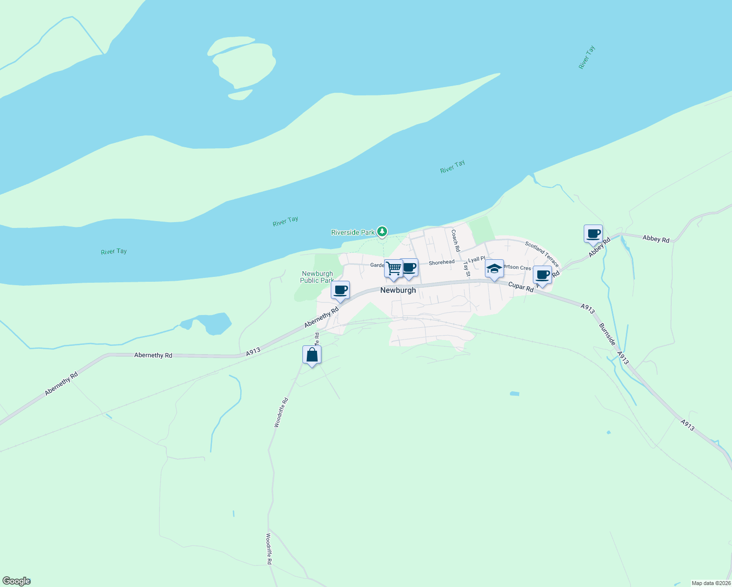 map of restaurants, bars, coffee shops, grocery stores, and more near 241 High Street in Newburgh
