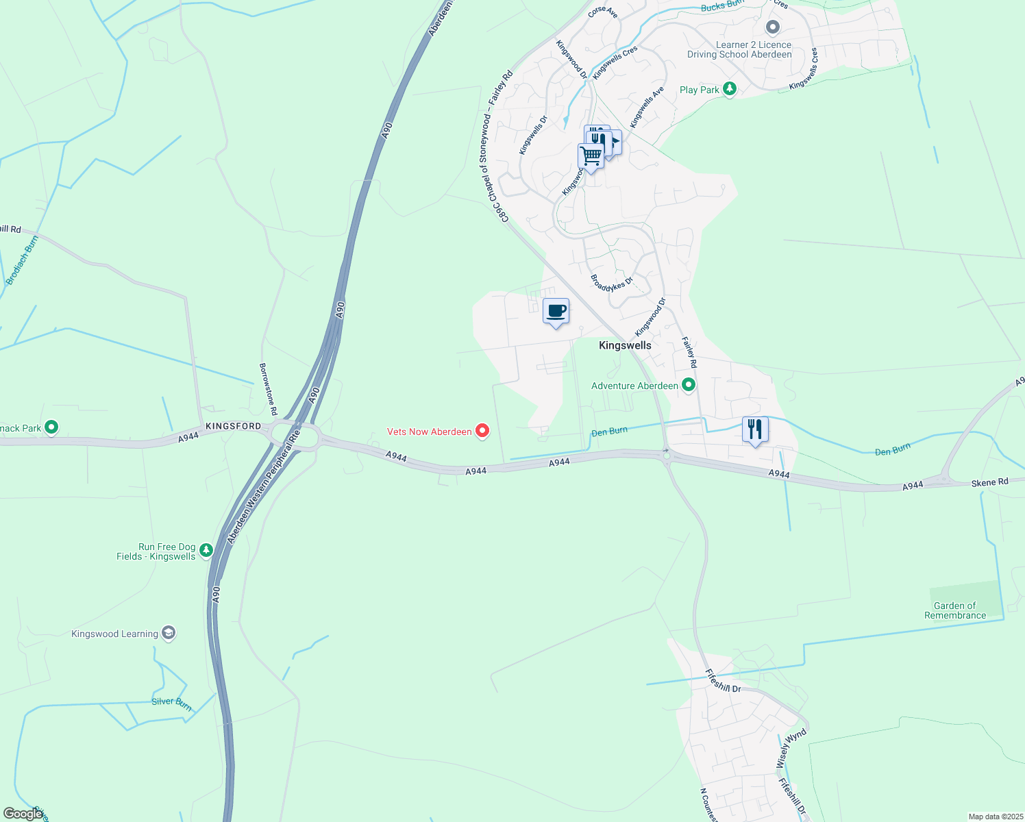 map of restaurants, bars, coffee shops, grocery stores, and more near in Aberdeen City