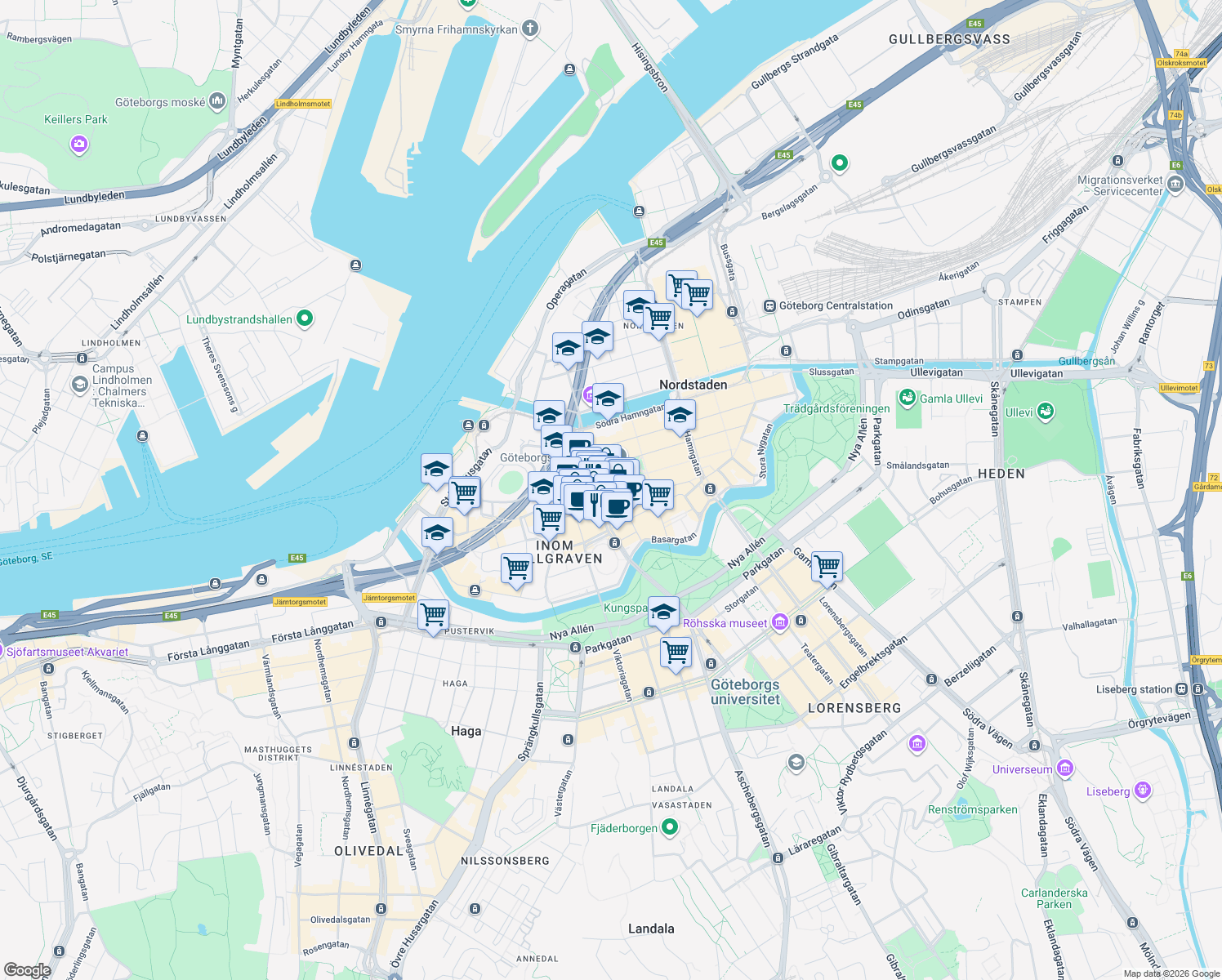 map of restaurants, bars, coffee shops, grocery stores, and more near in 