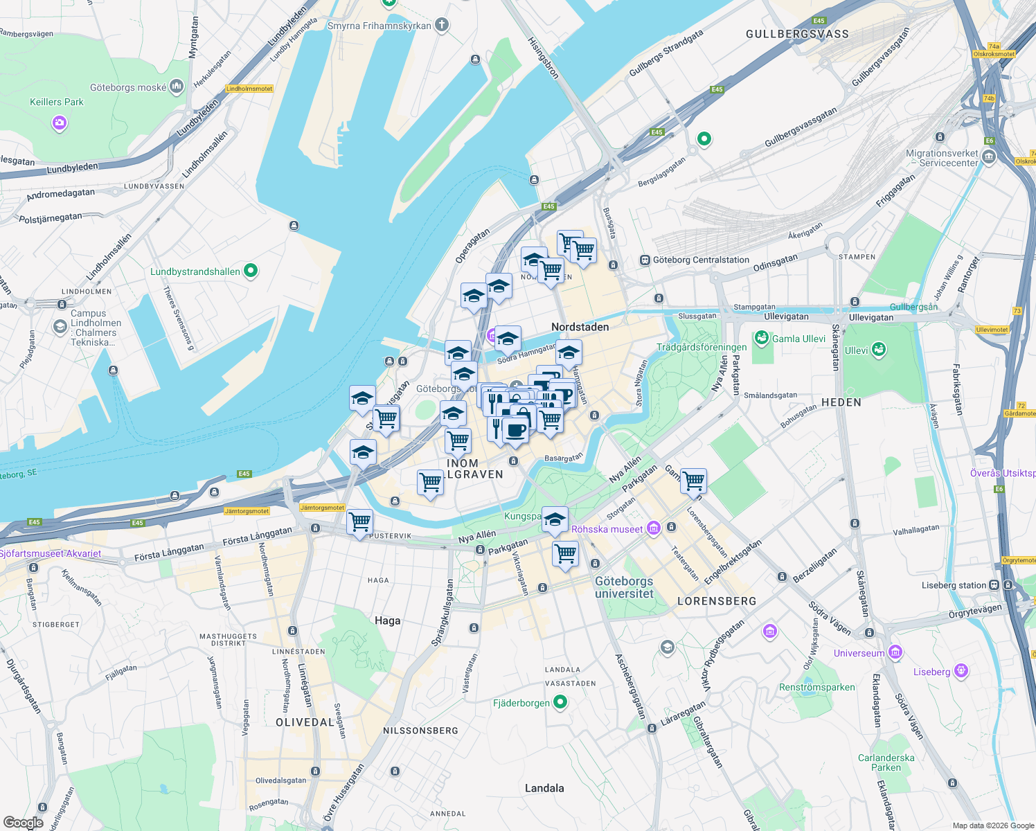 map of restaurants, bars, coffee shops, grocery stores, and more near in 