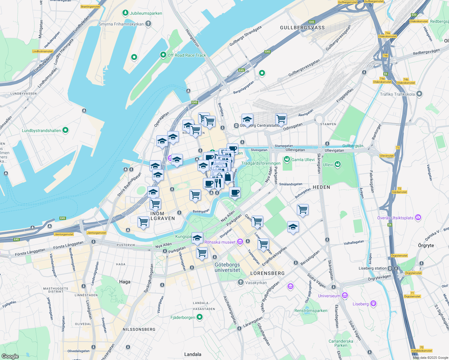 map of restaurants, bars, coffee shops, grocery stores, and more near in 