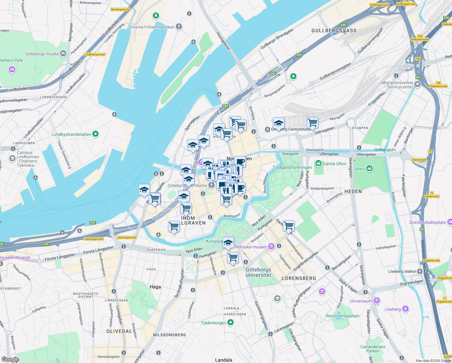 map of restaurants, bars, coffee shops, grocery stores, and more near in 