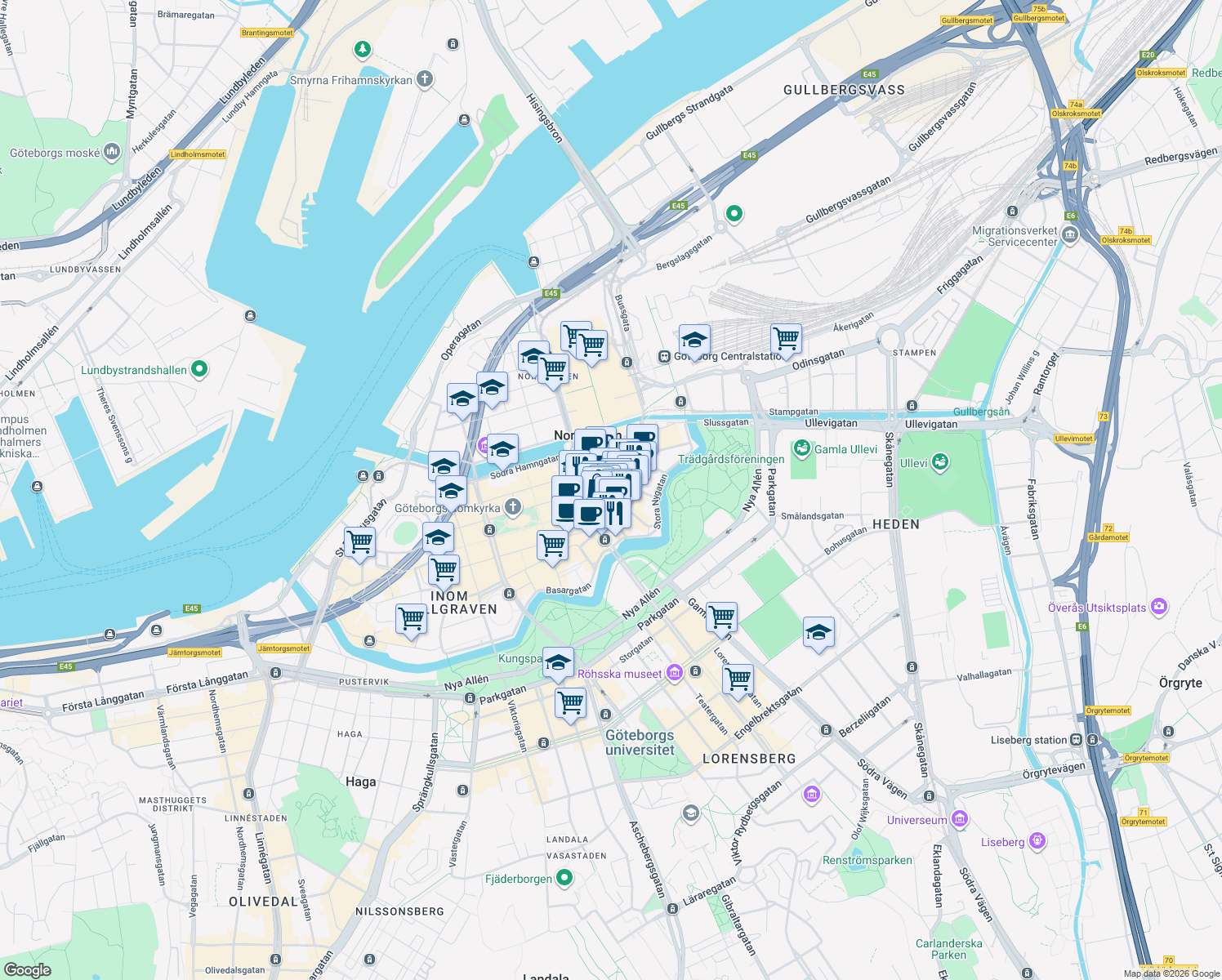 map of restaurants, bars, coffee shops, grocery stores, and more near in 