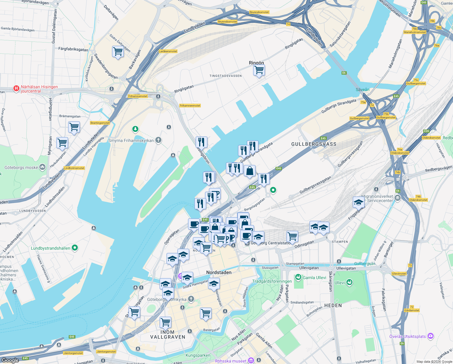map of restaurants, bars, coffee shops, grocery stores, and more near in 