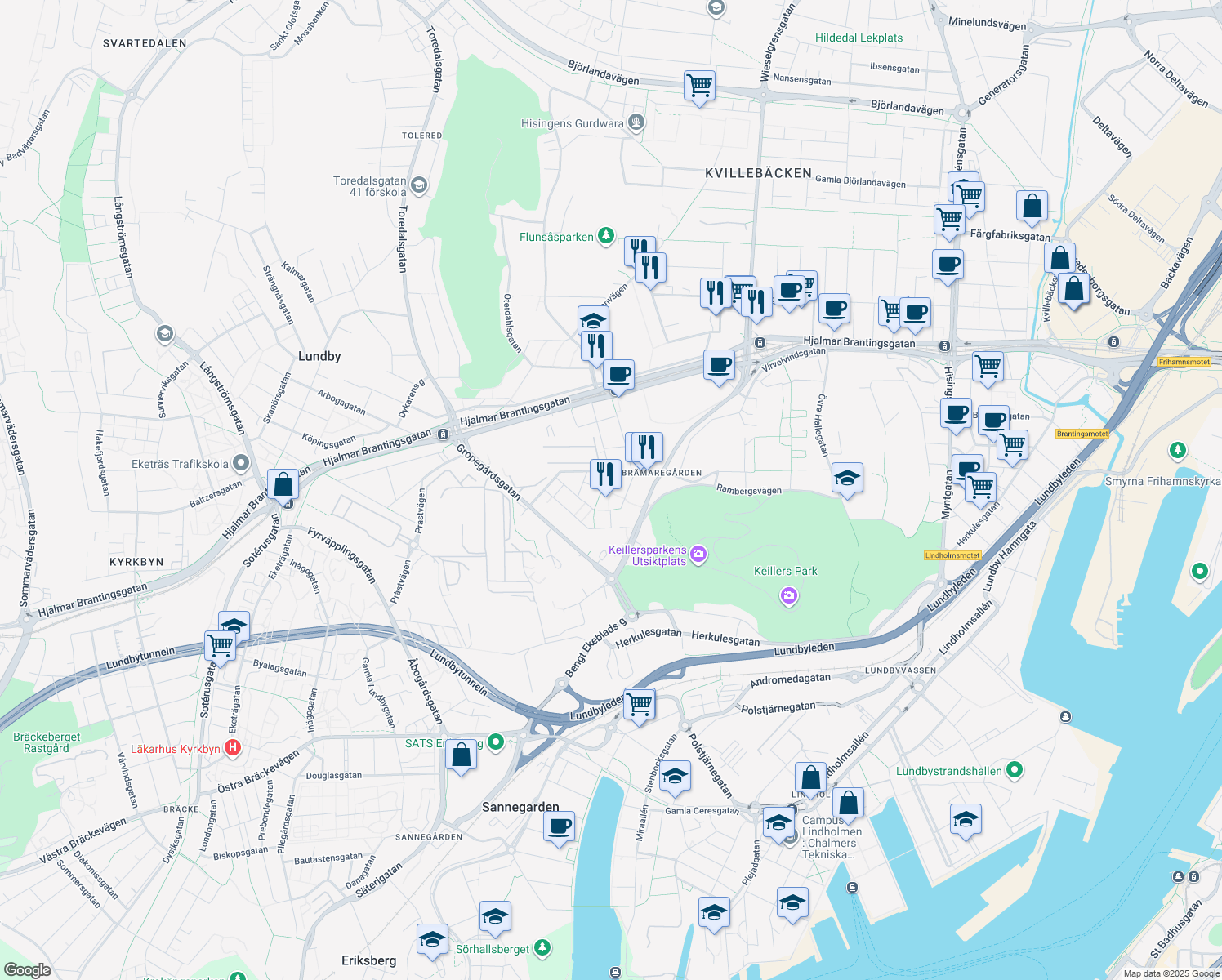 map of restaurants, bars, coffee shops, grocery stores, and more near in 