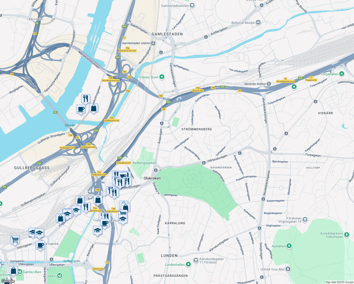 map of restaurants, bars, coffee shops, grocery stores, and more near in 