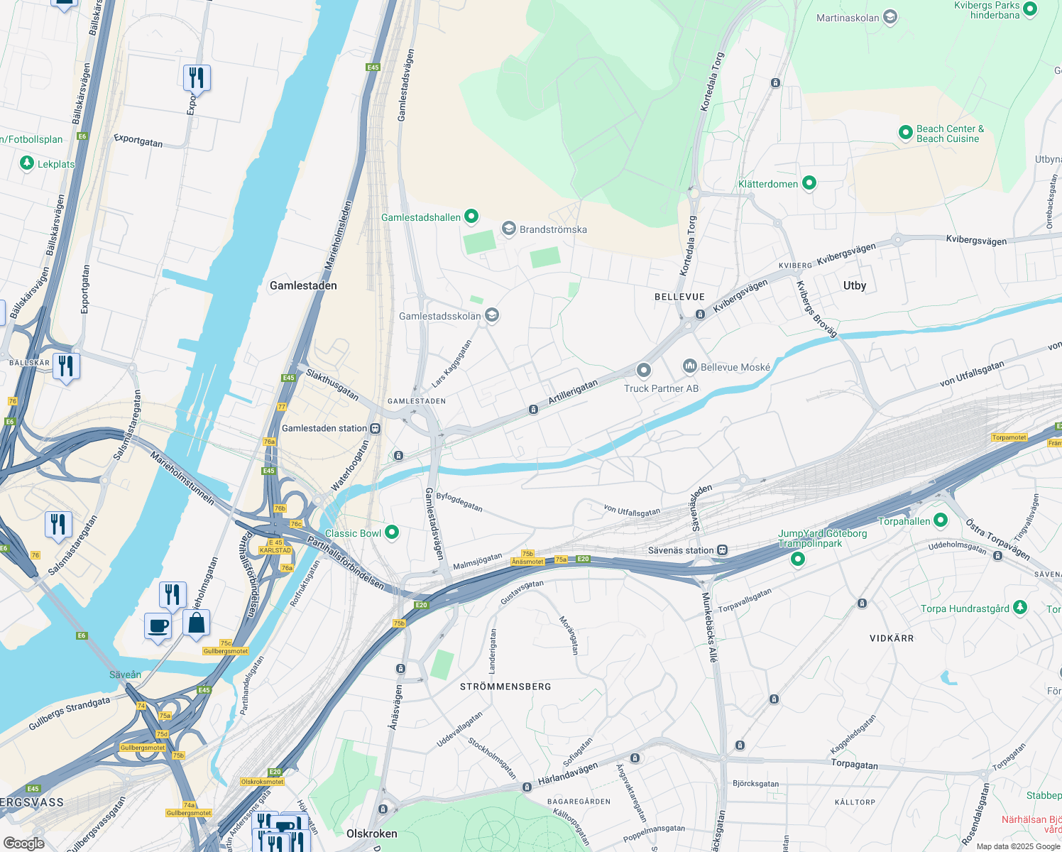 map of restaurants, bars, coffee shops, grocery stores, and more near in 