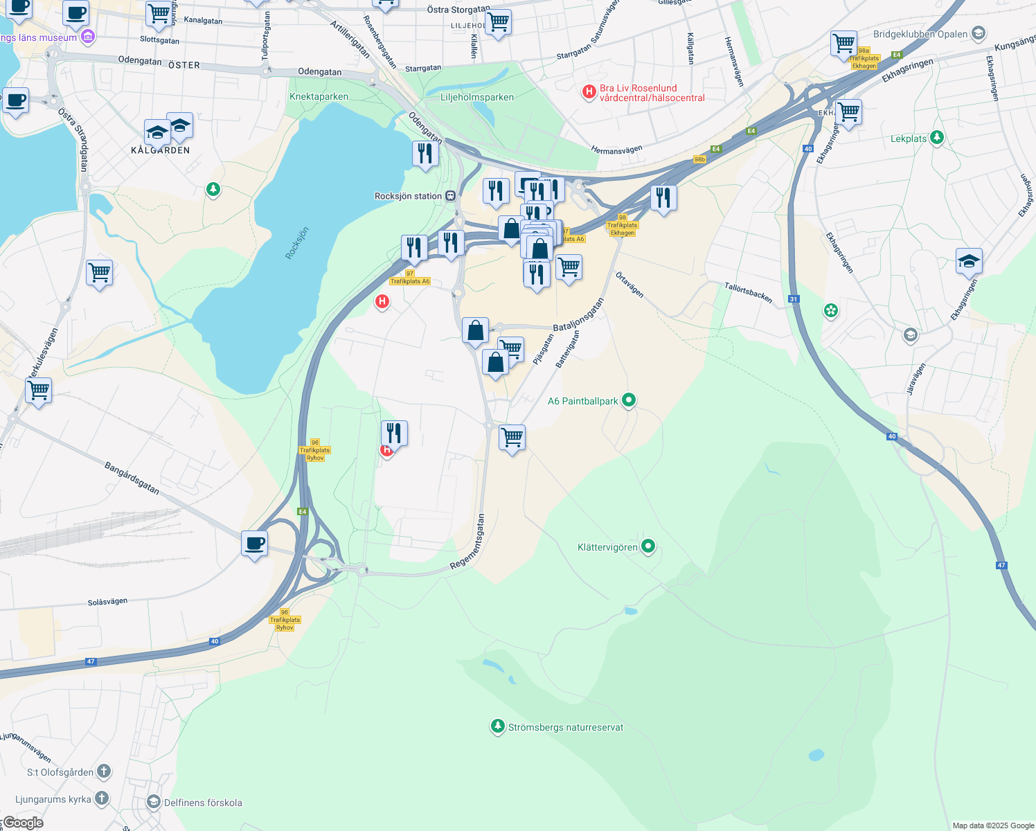 map of restaurants, bars, coffee shops, grocery stores, and more near in 
