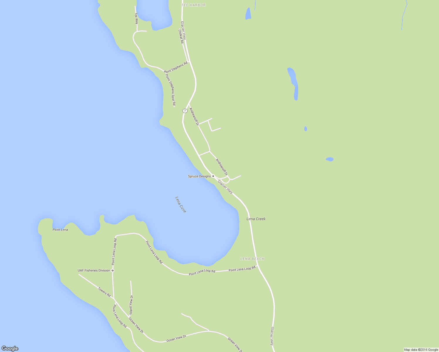 map of restaurants, bars, coffee shops, grocery stores, and more near 17215 Andreanoff Dr in Juneau