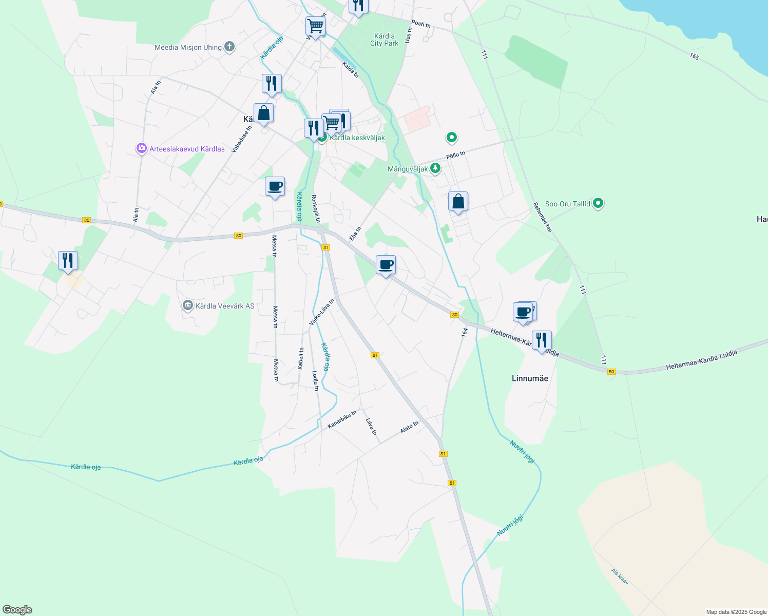 map of restaurants, bars, coffee shops, grocery stores, and more near in Kärdla