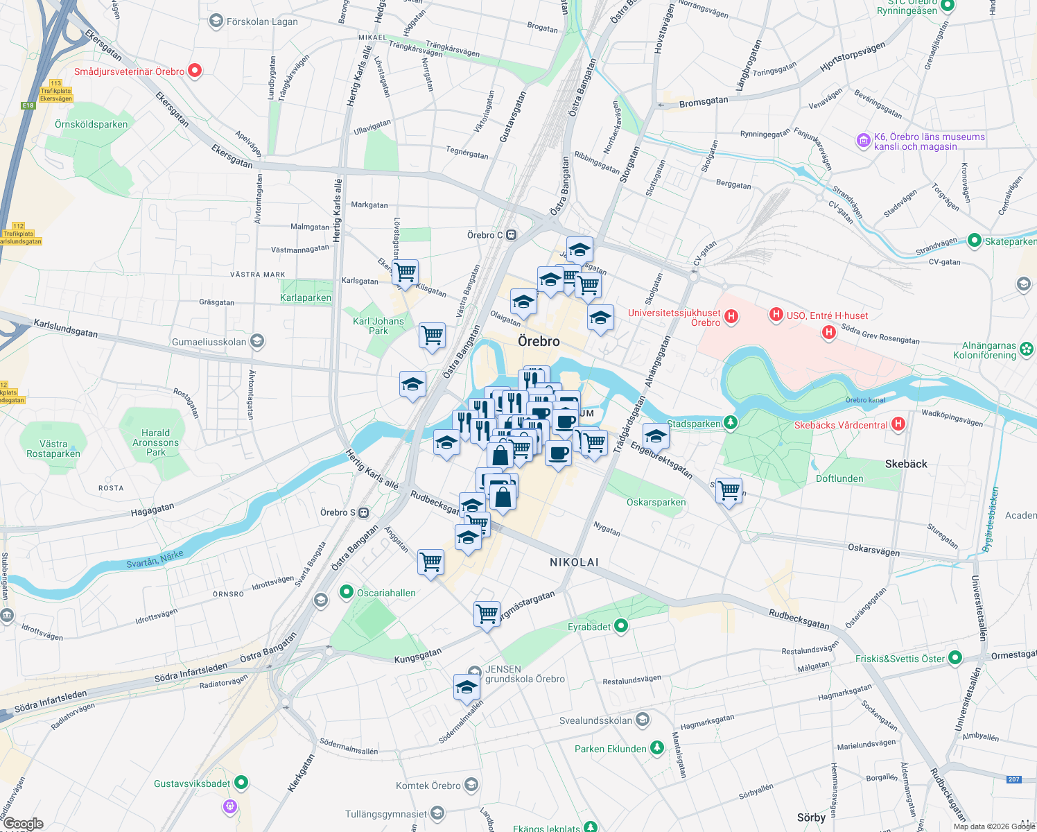map of restaurants, bars, coffee shops, grocery stores, and more near in 