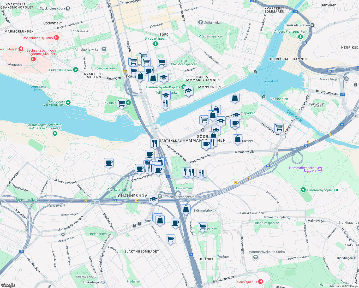 map of restaurants, bars, coffee shops, grocery stores, and more near in 