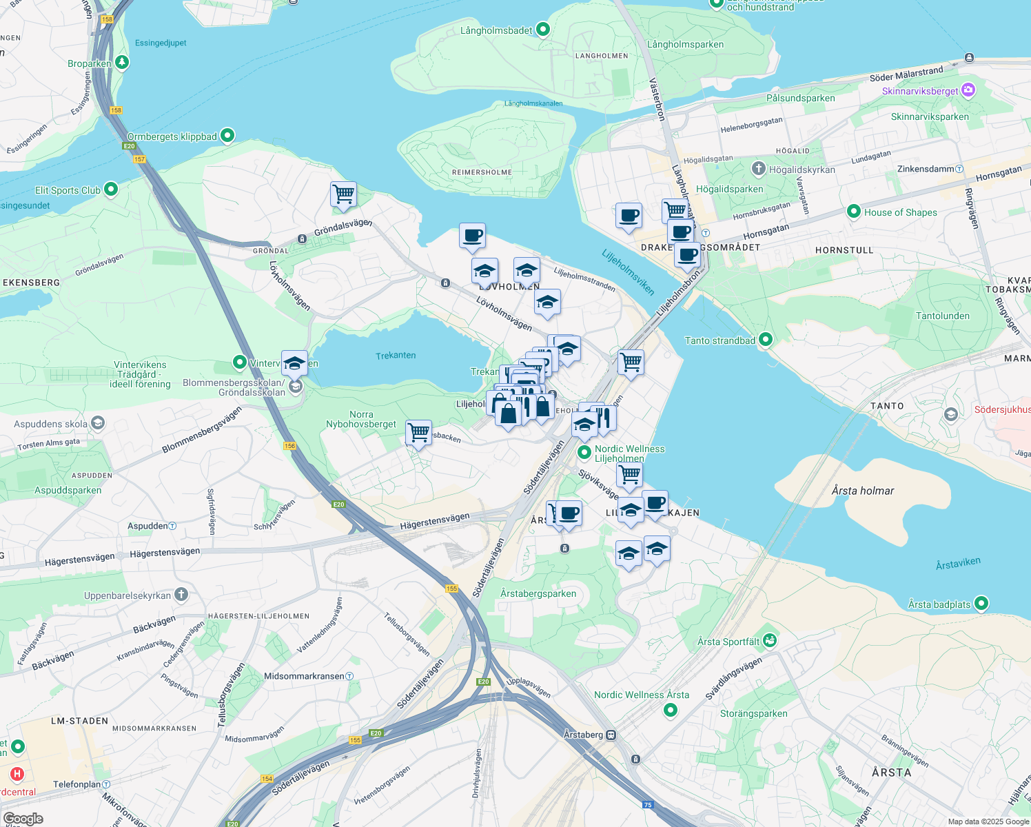 map of restaurants, bars, coffee shops, grocery stores, and more near in 