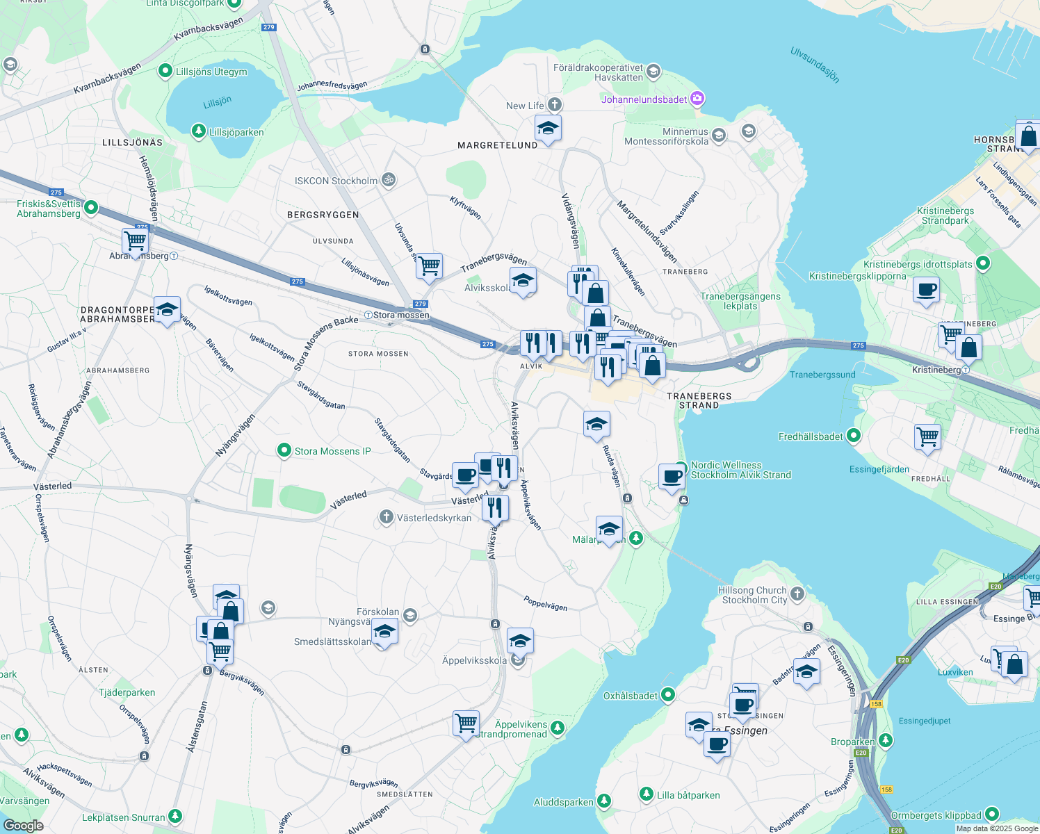 map of restaurants, bars, coffee shops, grocery stores, and more near  in 