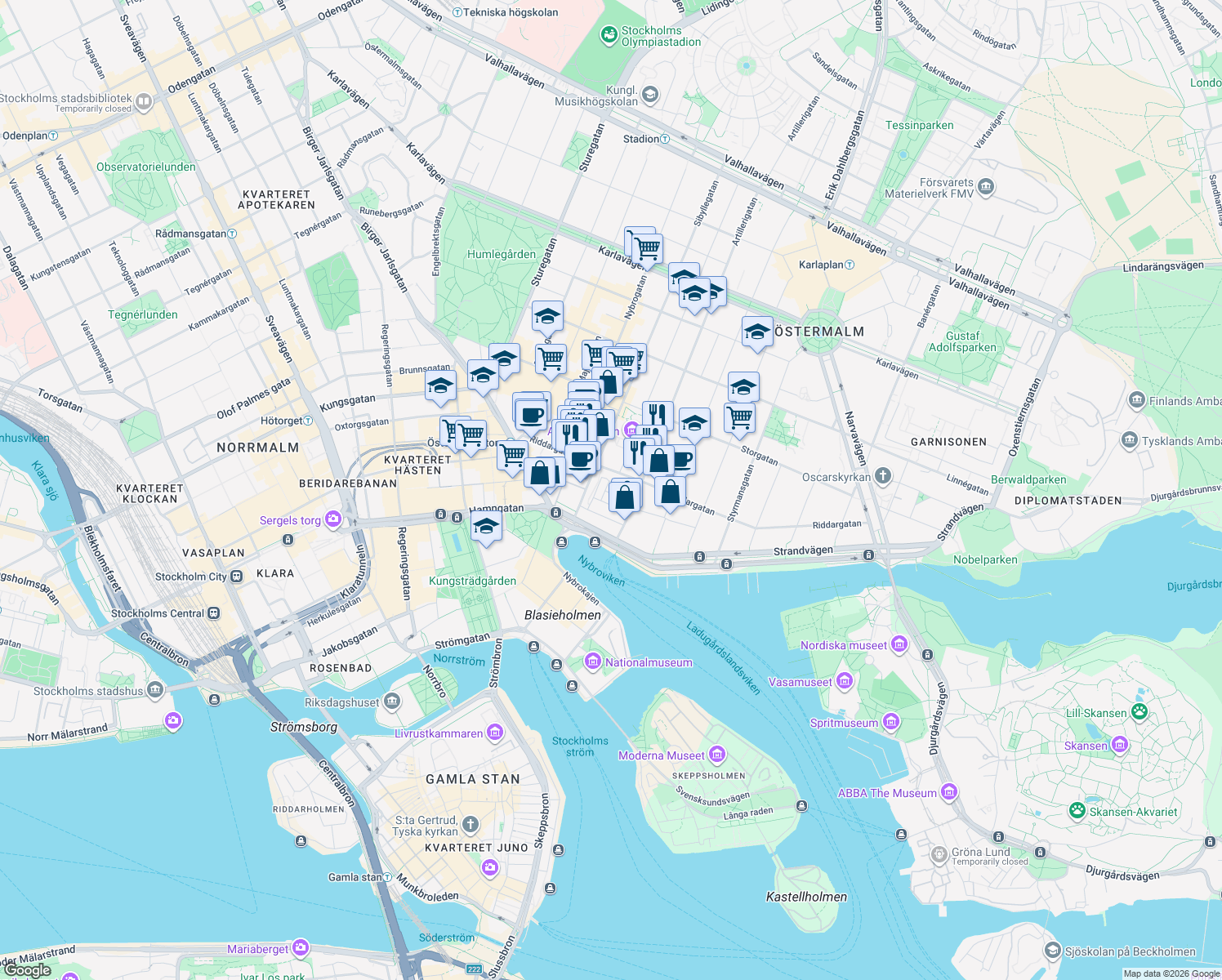 map of restaurants, bars, coffee shops, grocery stores, and more near in 