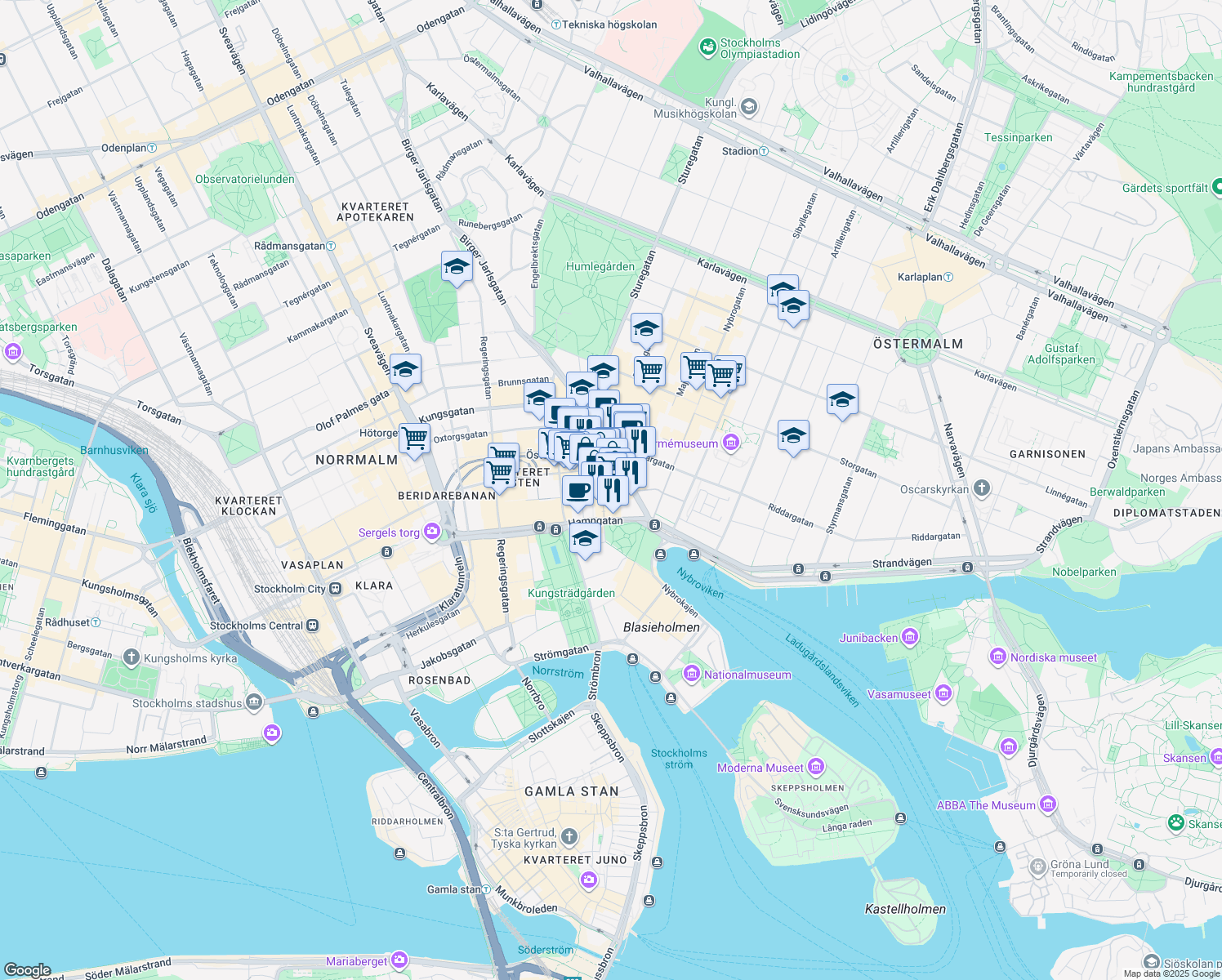 map of restaurants, bars, coffee shops, grocery stores, and more near in 