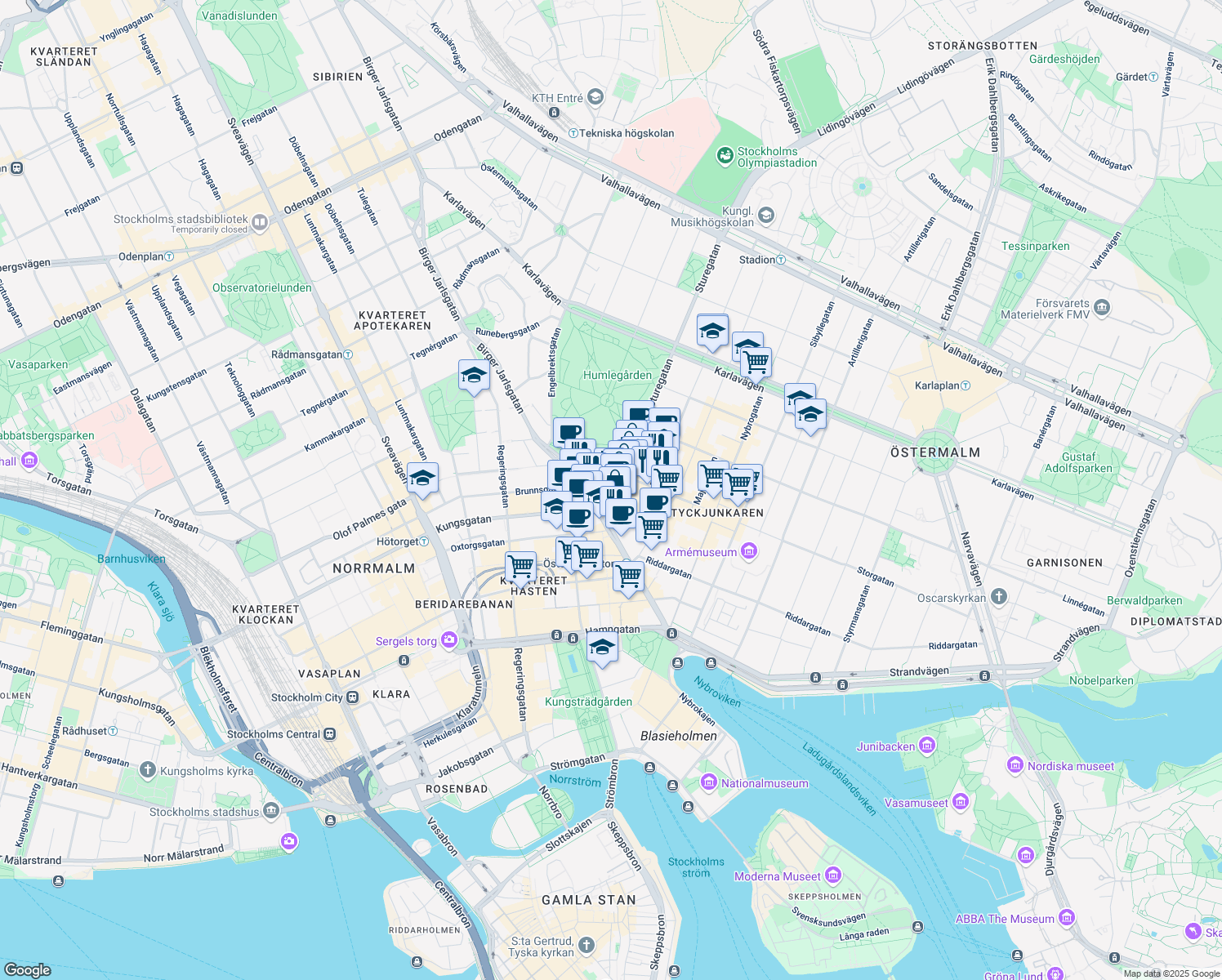 map of restaurants, bars, coffee shops, grocery stores, and more near in 