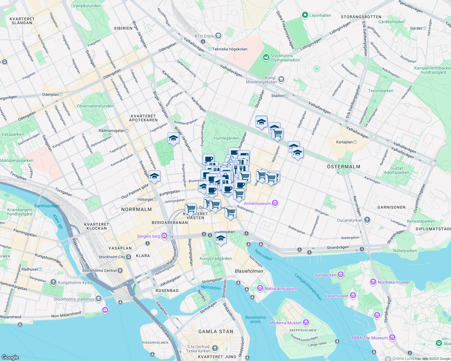 map of restaurants, bars, coffee shops, grocery stores, and more near in 