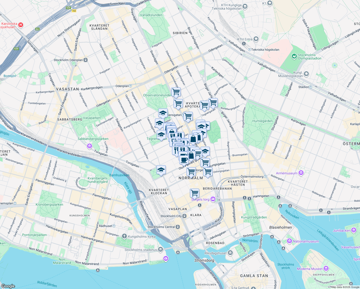map of restaurants, bars, coffee shops, grocery stores, and more near in 