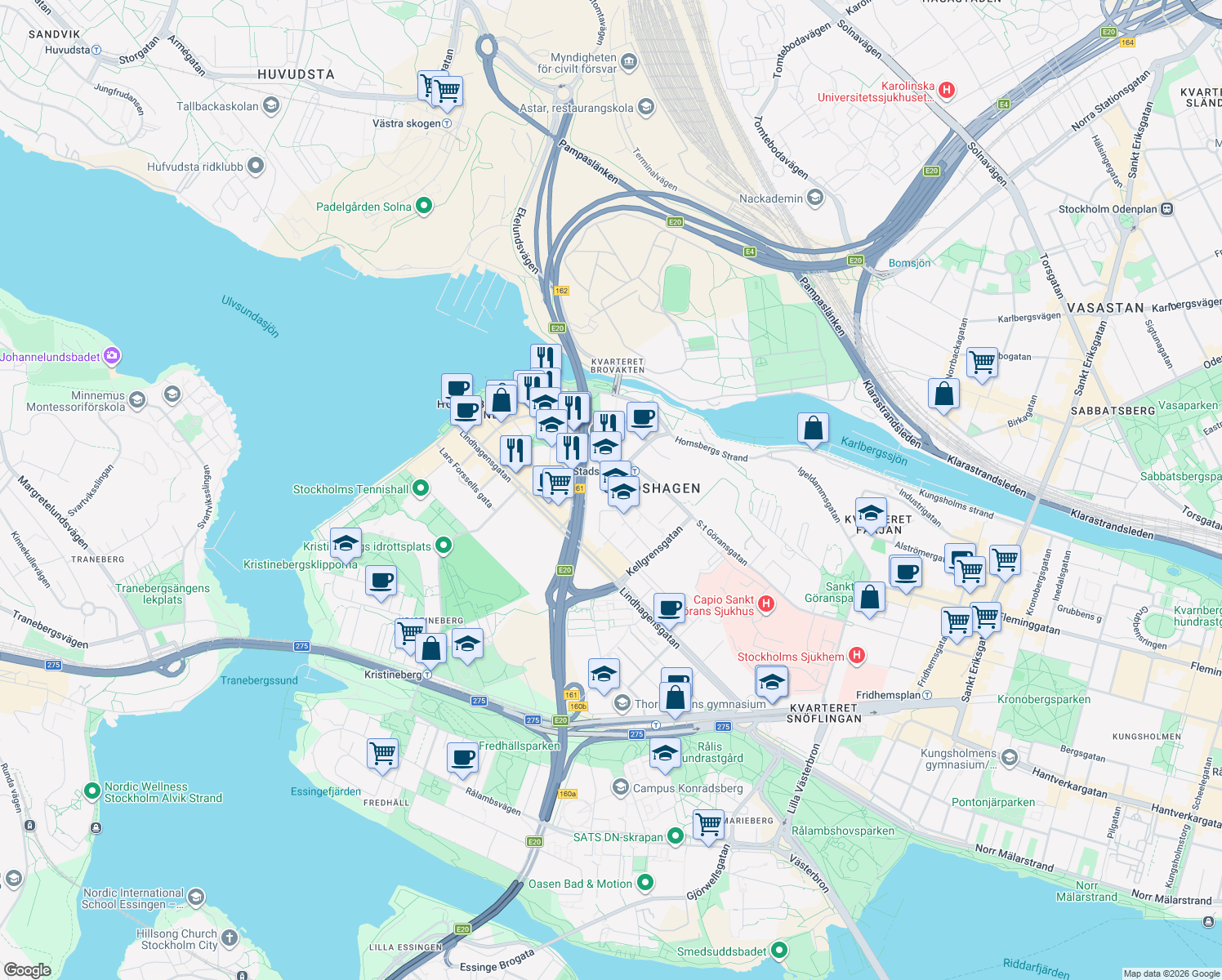 map of restaurants, bars, coffee shops, grocery stores, and more near in 