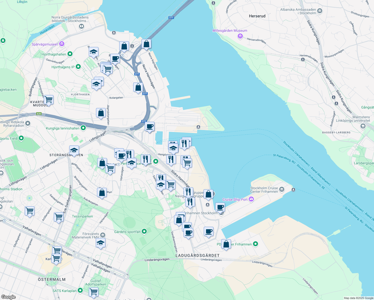 map of restaurants, bars, coffee shops, grocery stores, and more near in 