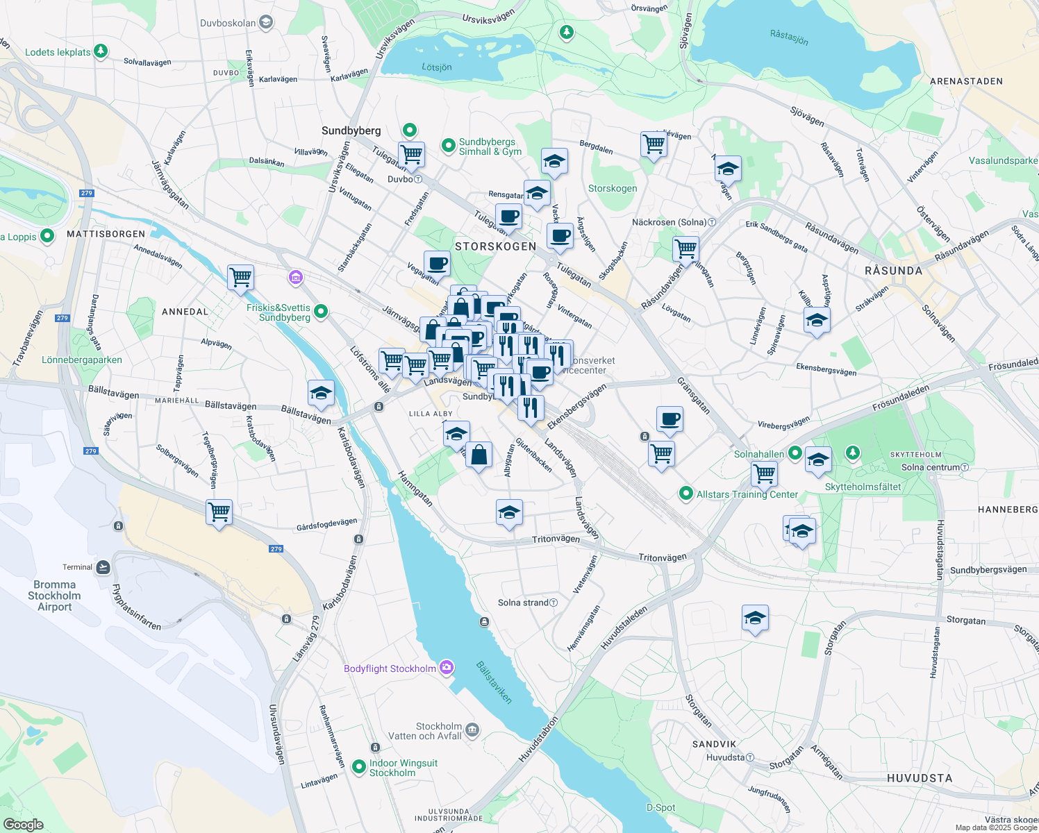map of restaurants, bars, coffee shops, grocery stores, and more near in 