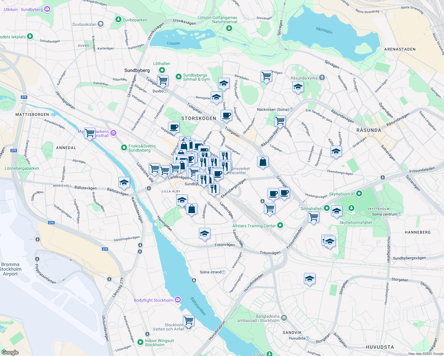 map of restaurants, bars, coffee shops, grocery stores, and more near in 