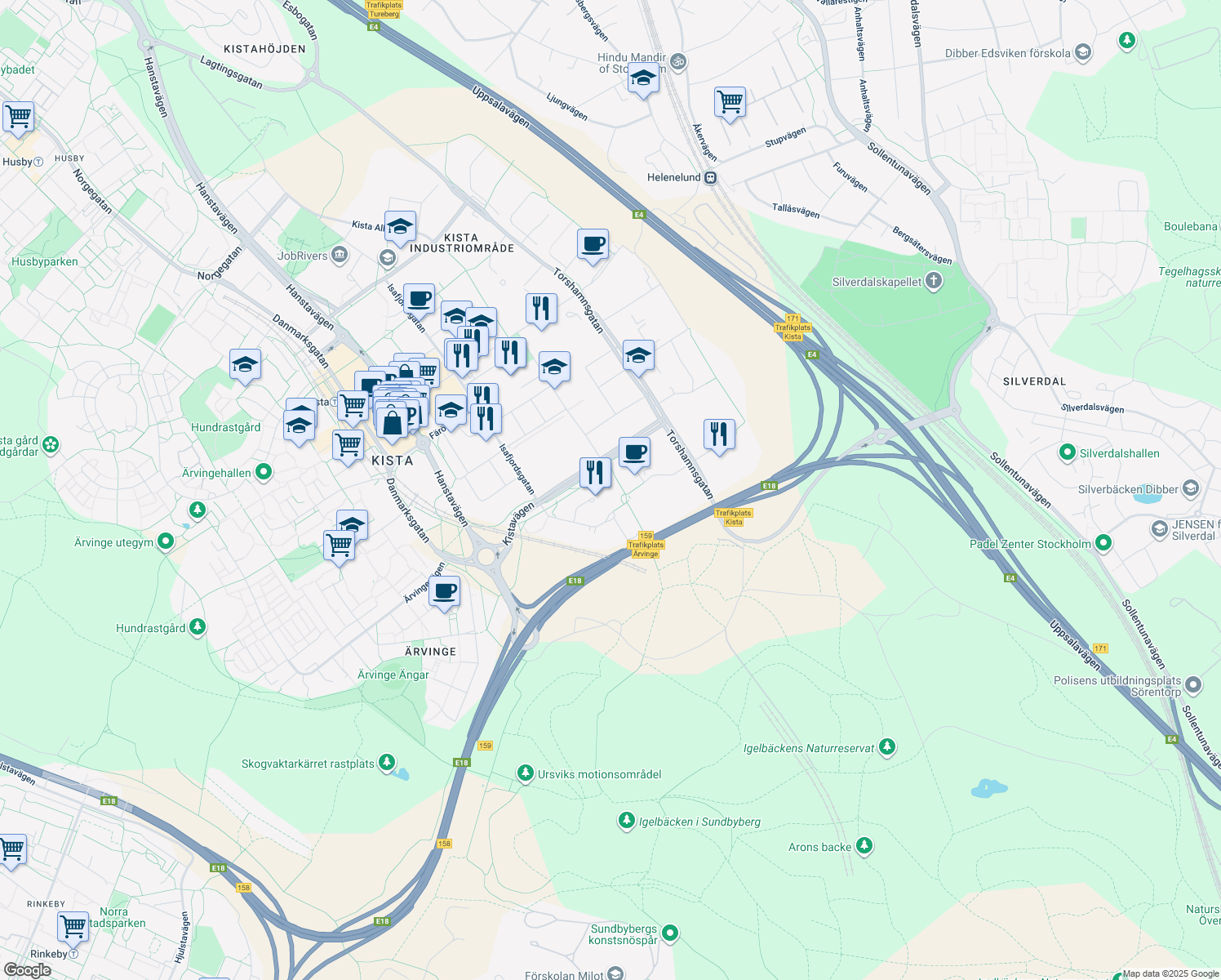 map of restaurants, bars, coffee shops, grocery stores, and more near in 