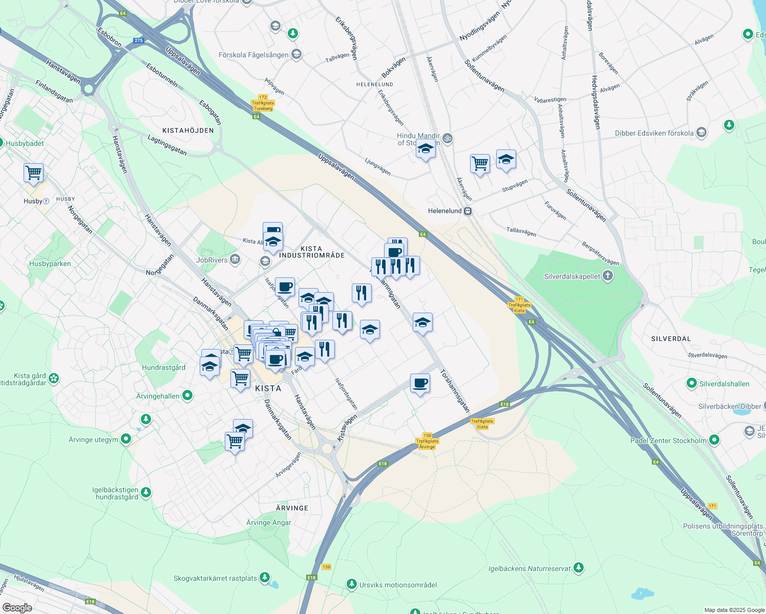 map of restaurants, bars, coffee shops, grocery stores, and more near in 
