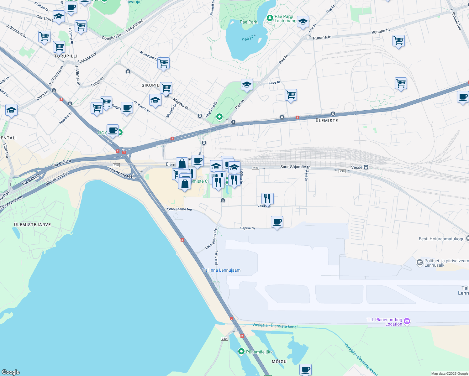 map of restaurants, bars, coffee shops, grocery stores, and more near 6 Lõõtsa in Tallinn