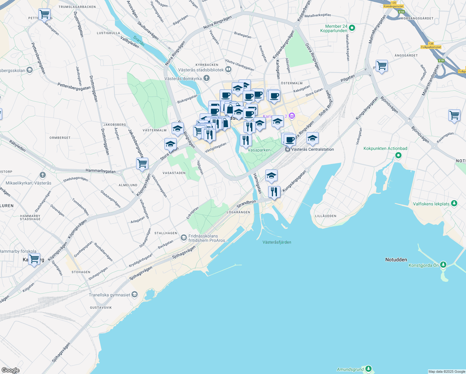map of restaurants, bars, coffee shops, grocery stores, and more near in 