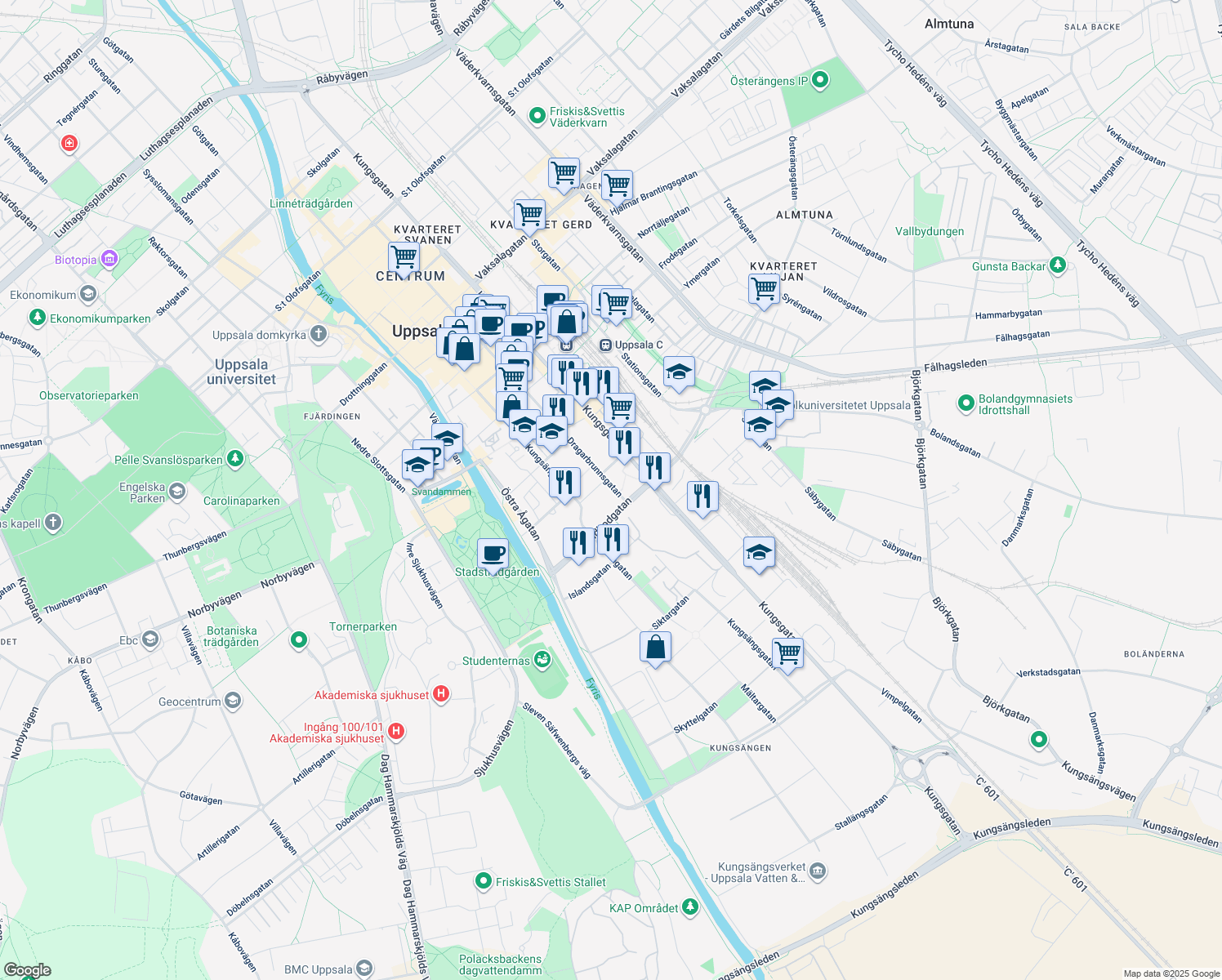 map of restaurants, bars, coffee shops, grocery stores, and more near in 