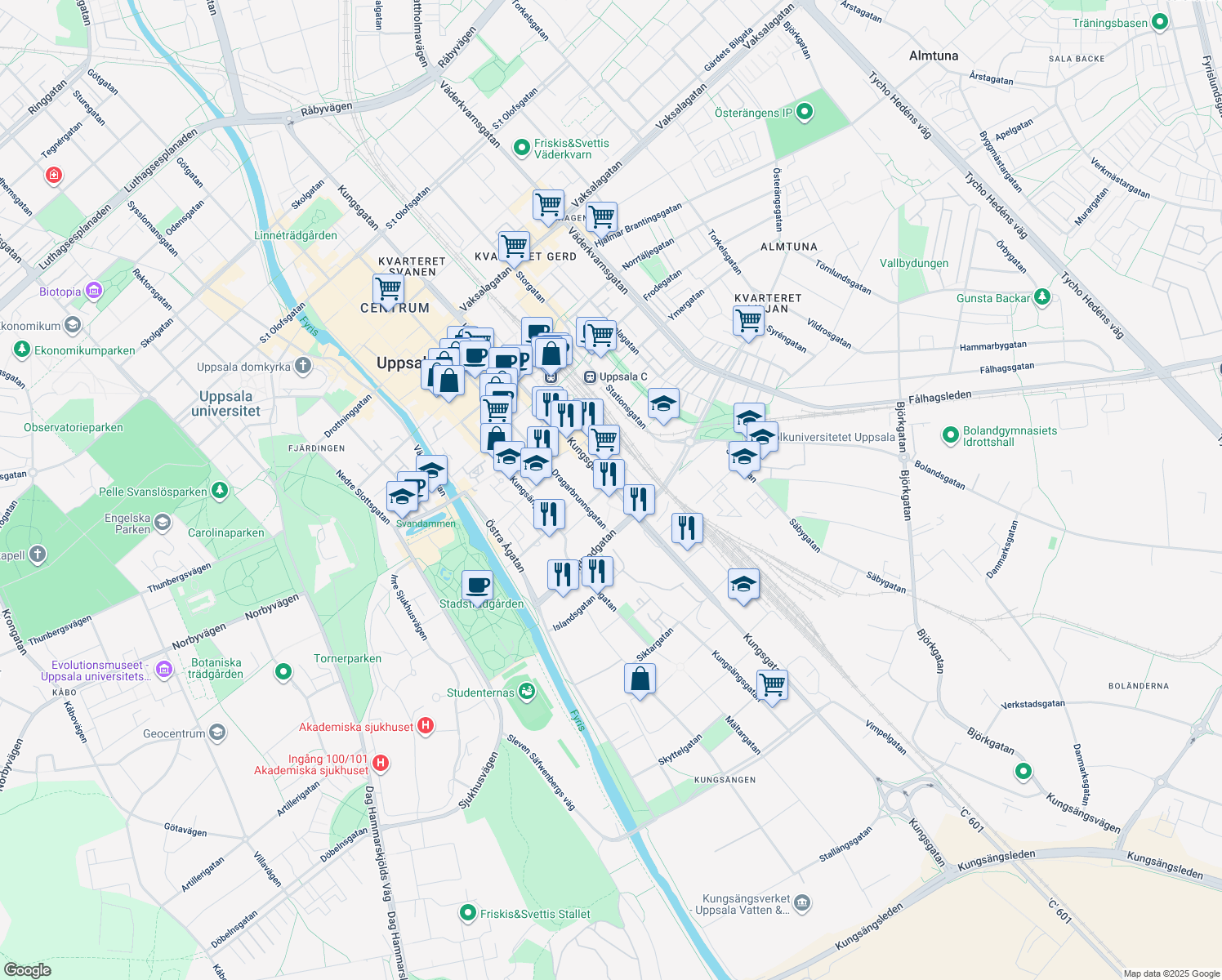 map of restaurants, bars, coffee shops, grocery stores, and more near in 