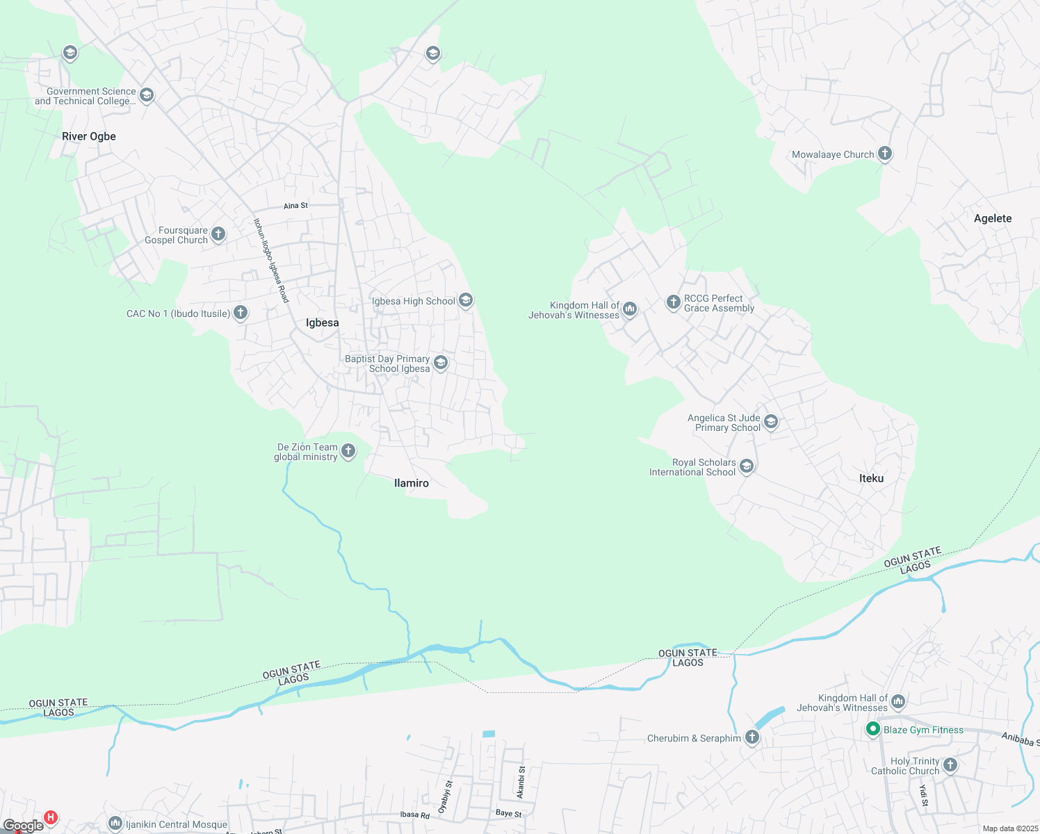 map of restaurants, bars, coffee shops, grocery stores, and more near in Igbesa