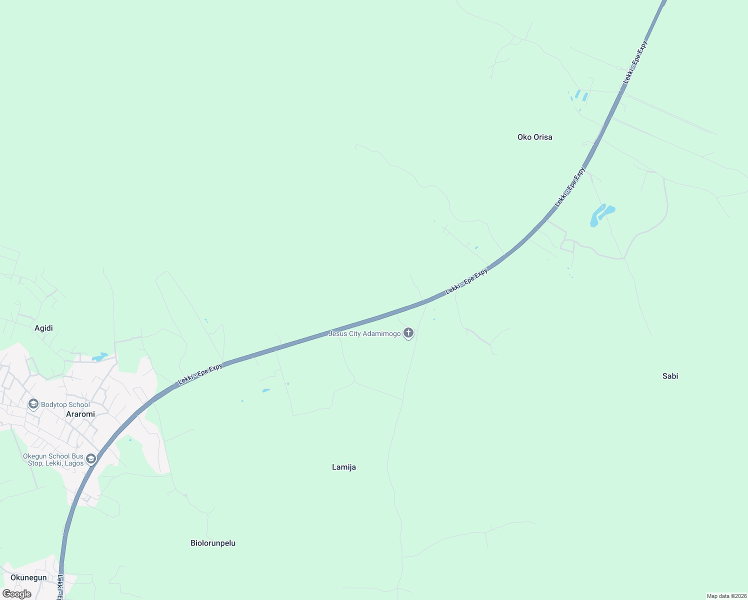 map of restaurants, bars, coffee shops, grocery stores, and more near New Epe Express in Lagos