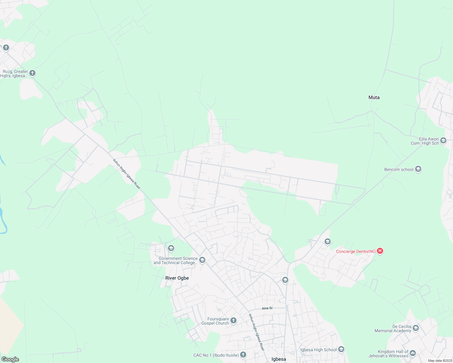 map of restaurants, bars, coffee shops, grocery stores, and more near in Igbesa