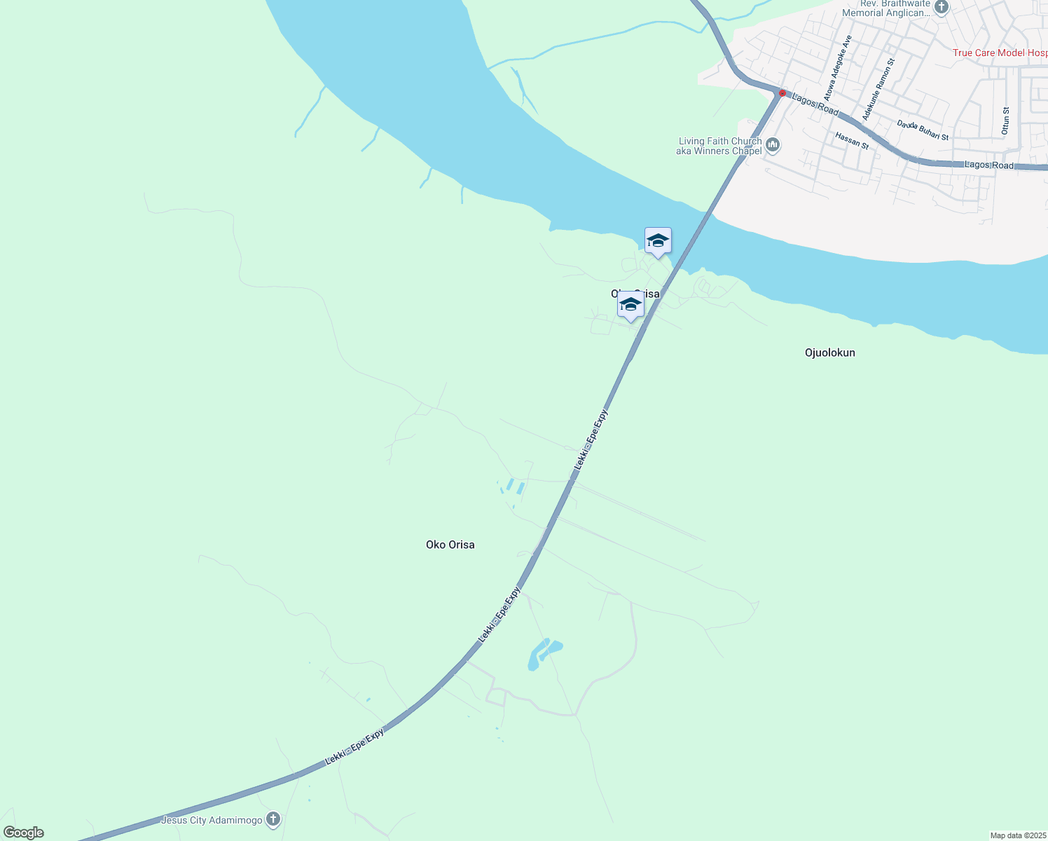 map of restaurants, bars, coffee shops, grocery stores, and more near Elerangbe Road in Lekki