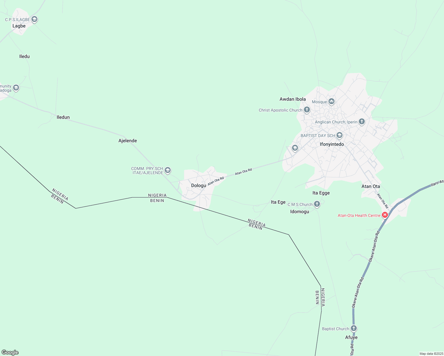 map of restaurants, bars, coffee shops, grocery stores, and more near Atan Ota Road in Dologu