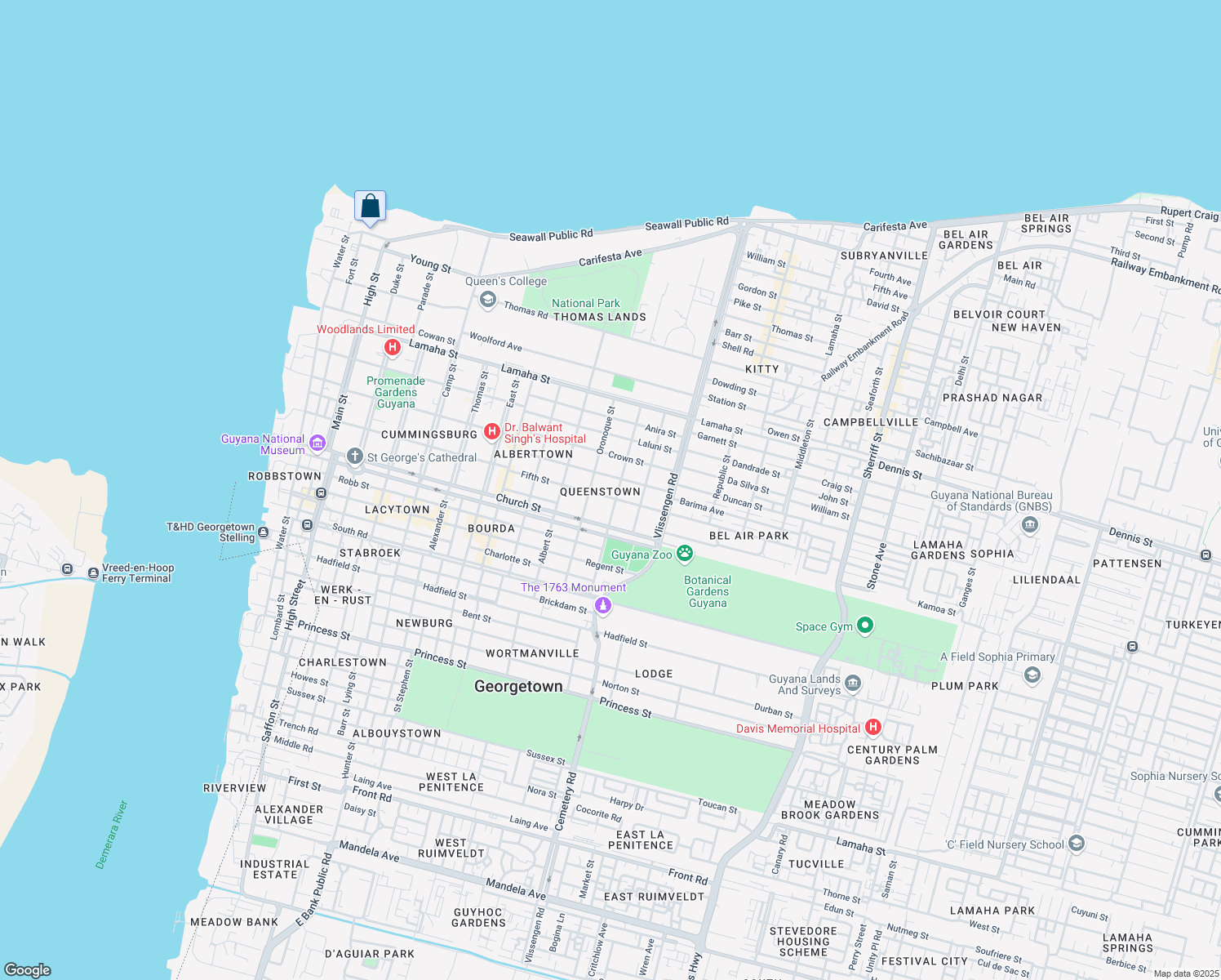 map of restaurants, bars, coffee shops, grocery stores, and more near in Georgetown