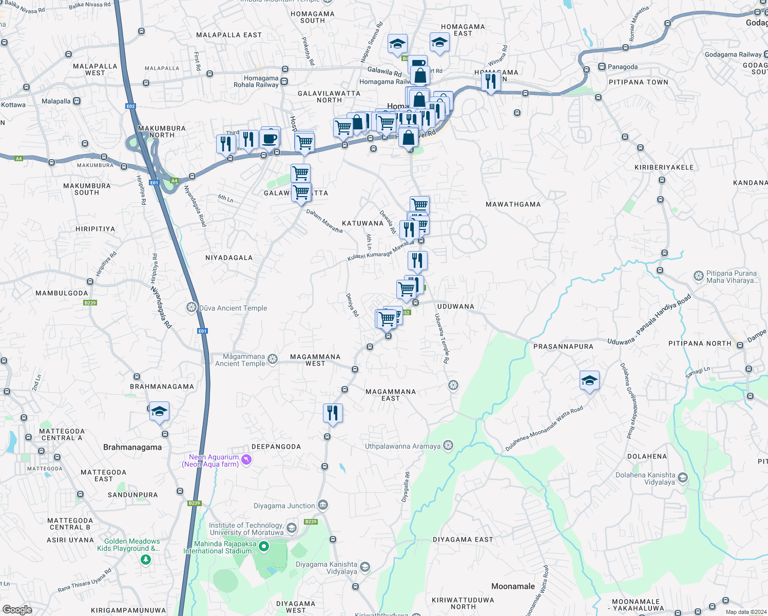 map of restaurants, bars, coffee shops, grocery stores, and more near in Colombo