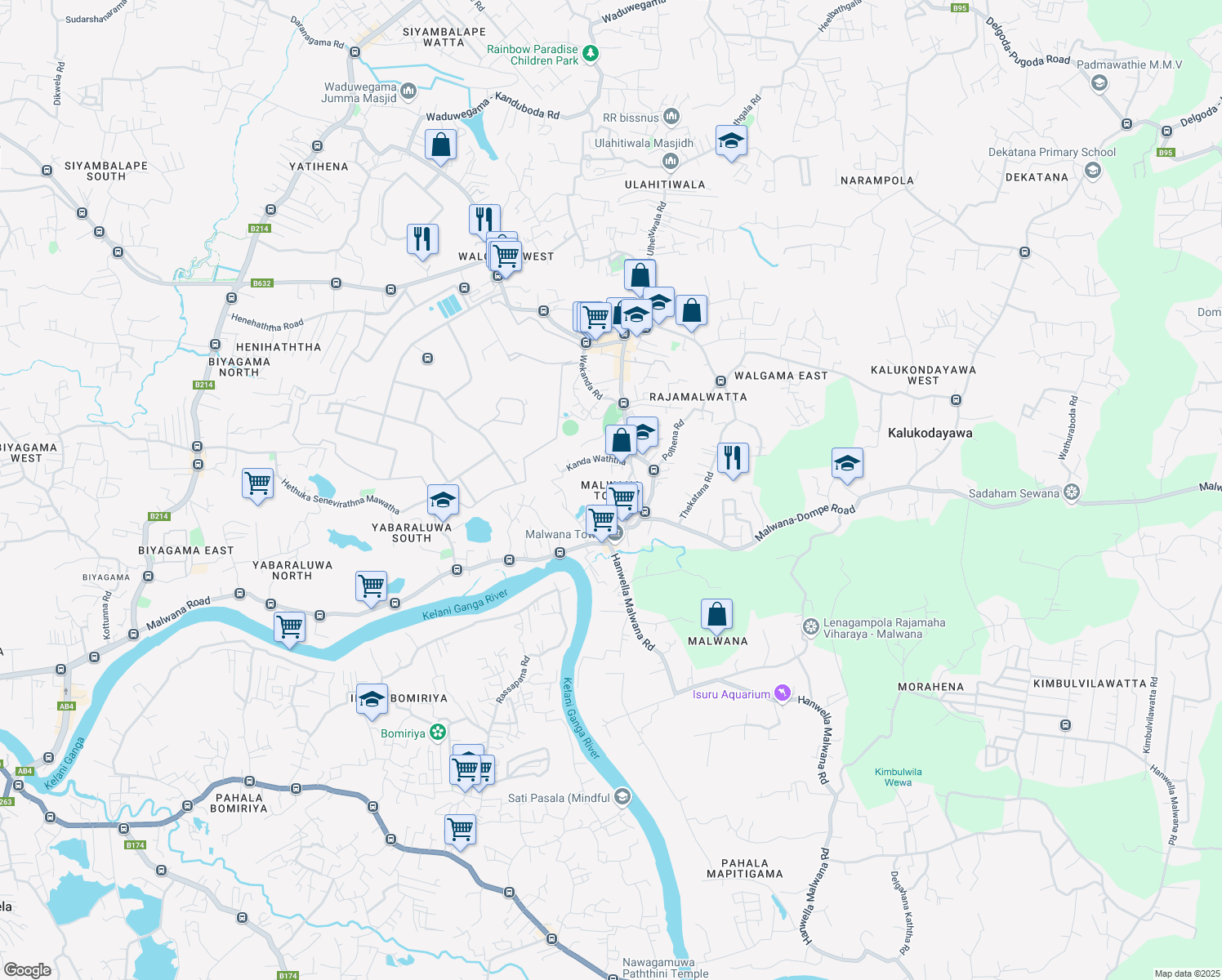 map of restaurants, bars, coffee shops, grocery stores, and more near in Gampaha