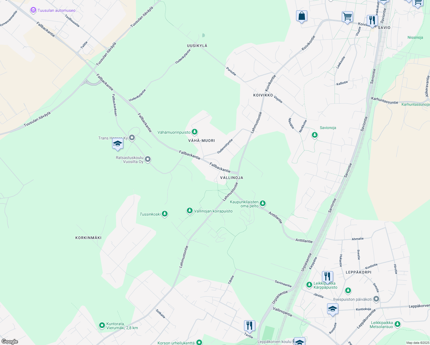 map of restaurants, bars, coffee shops, grocery stores, and more near 5 Variskuja in Vantaa