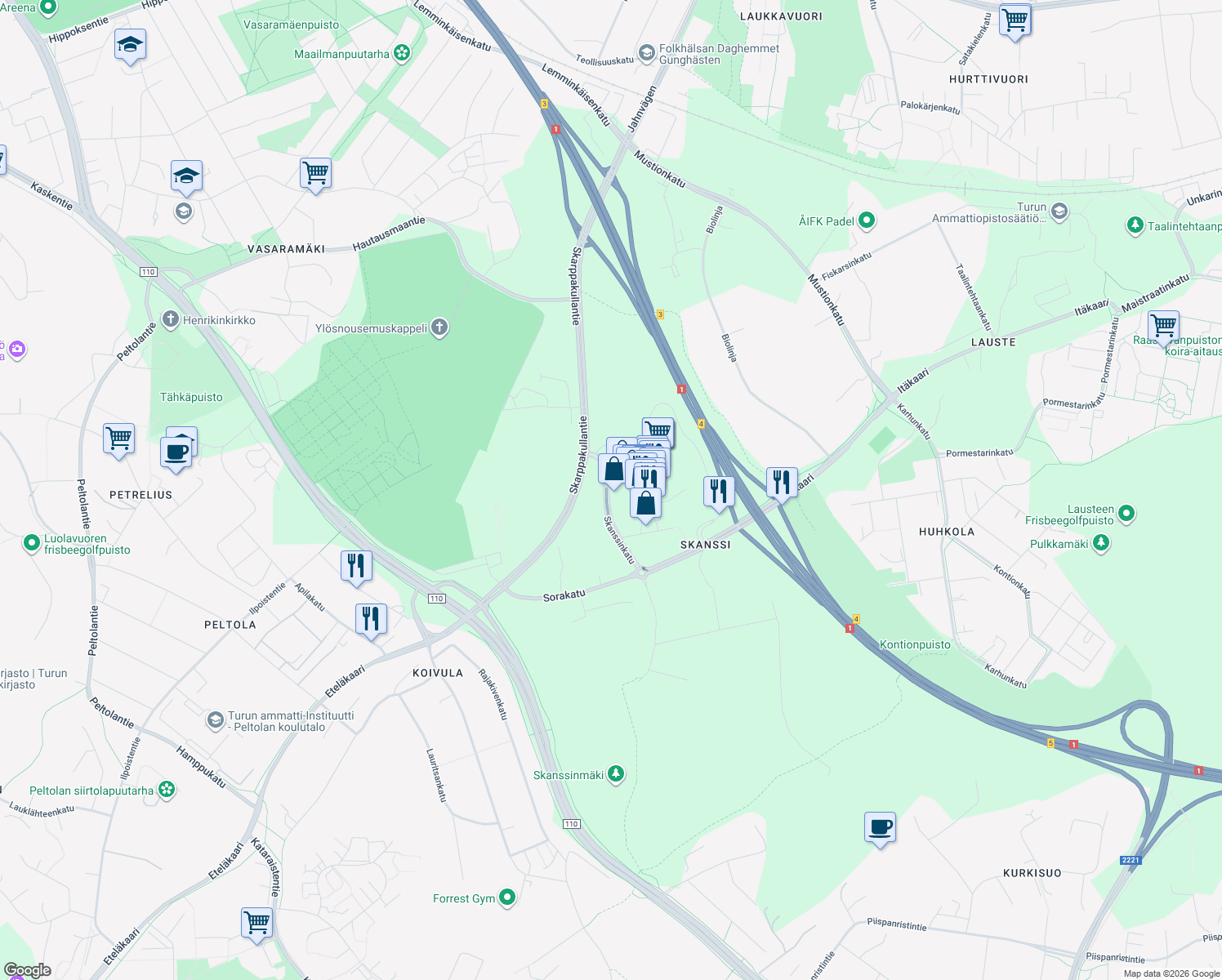 map of restaurants, bars, coffee shops, grocery stores, and more near in 