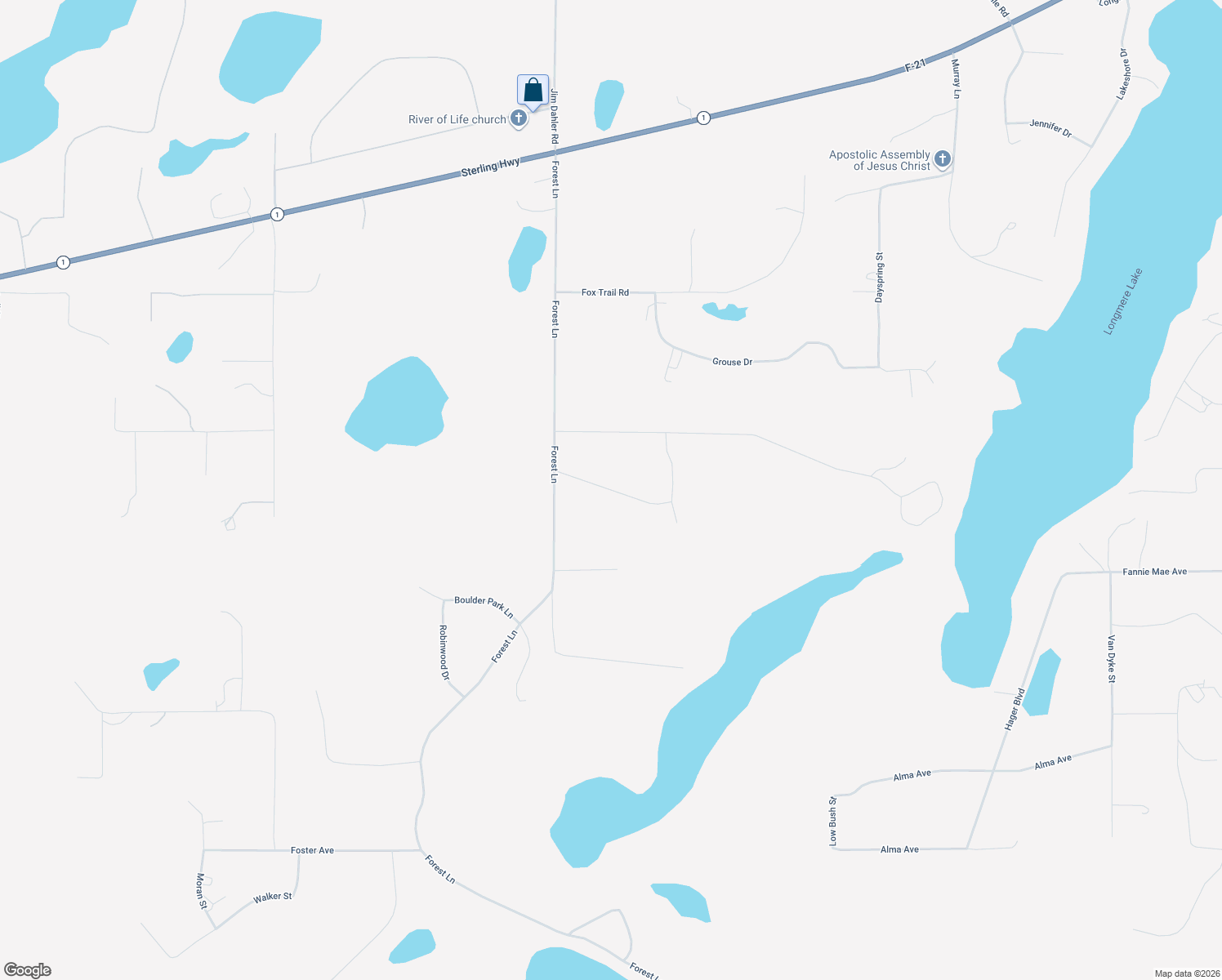 map of restaurants, bars, coffee shops, grocery stores, and more near 39940 Smith Road in Soldotna