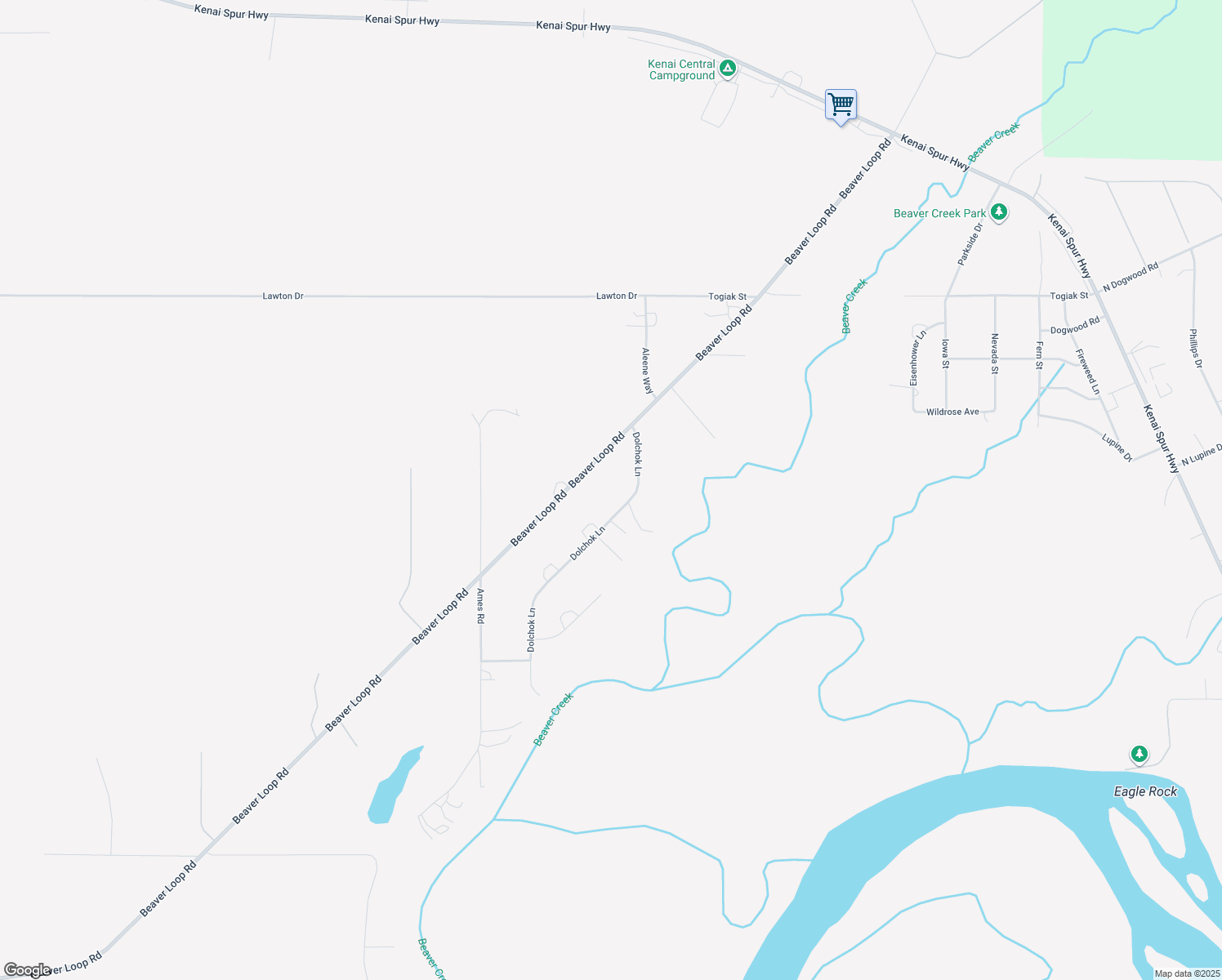 map of restaurants, bars, coffee shops, grocery stores, and more near 4350 Beaver Loop Rd in Kenai