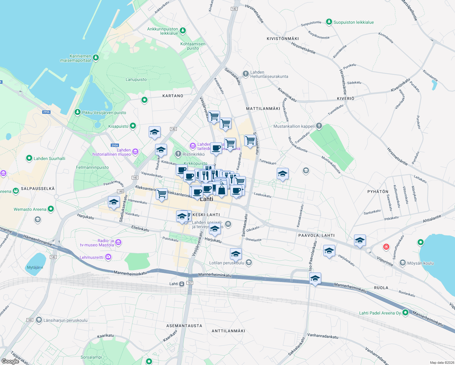 map of restaurants, bars, coffee shops, grocery stores, and more near in 