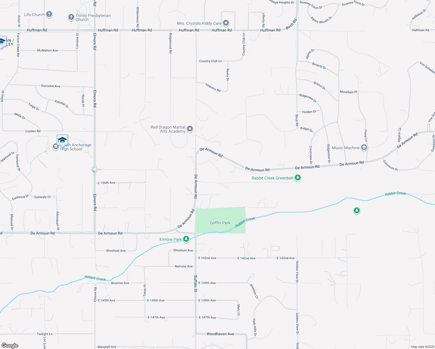 map of restaurants, bars, coffee shops, grocery stores, and more near 5120 Currin Circle in Anchorage